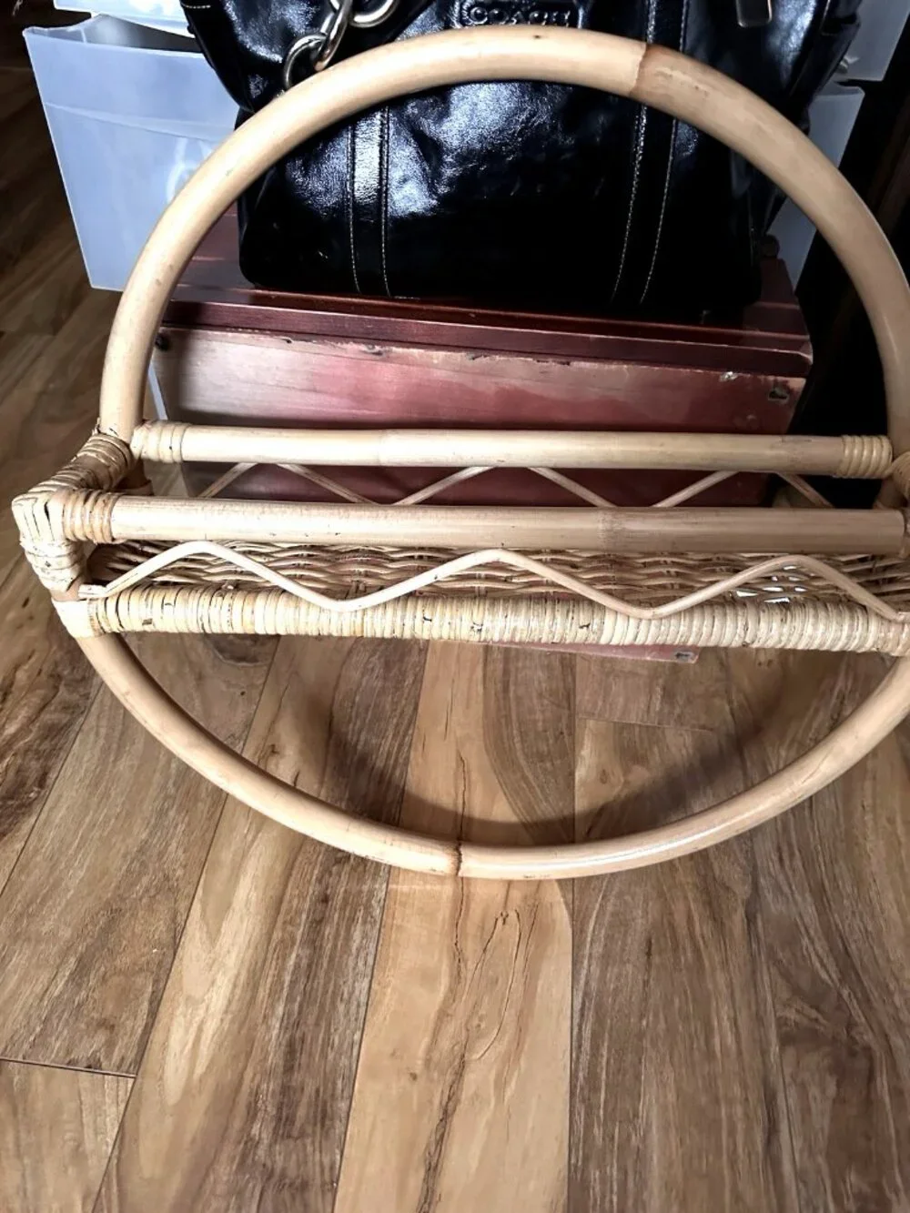 Vintage Round Rattan Wall Shelf 19